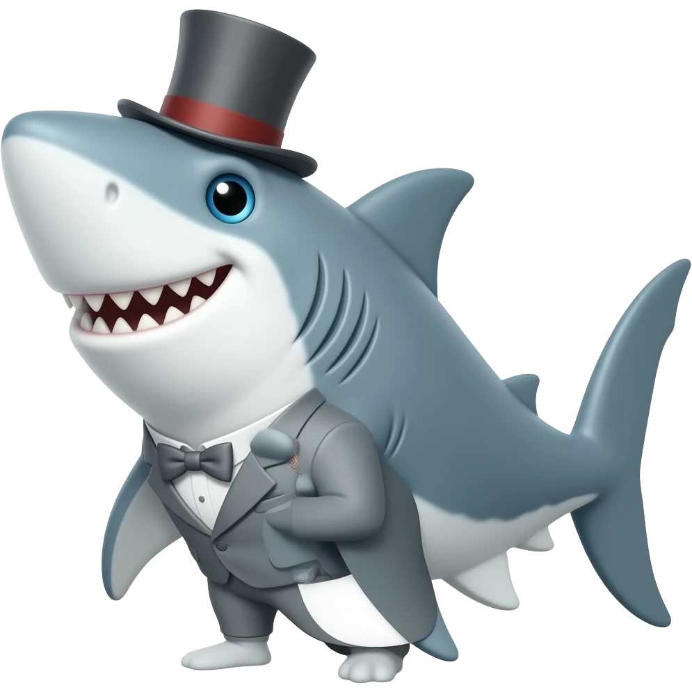 Shark with a top hat emoji