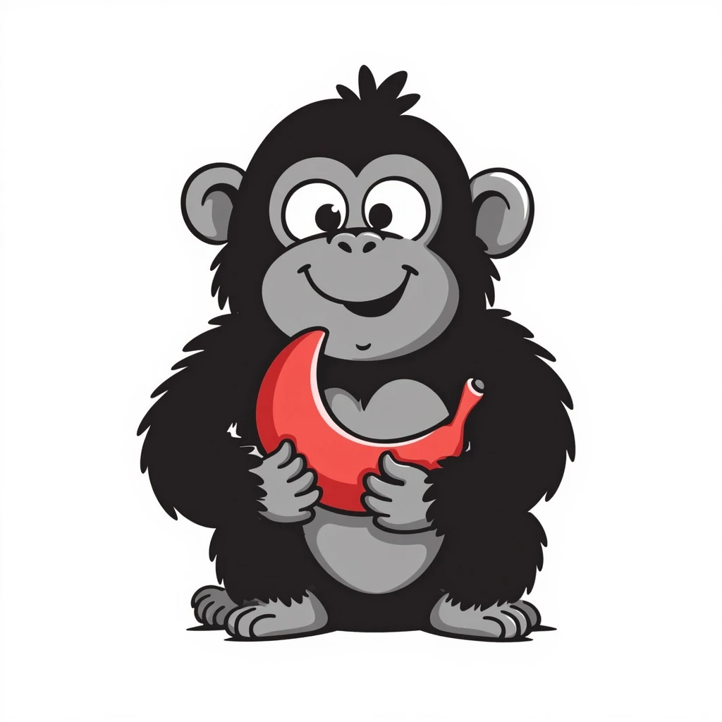cute gorilla hand drawn doodle style emoji