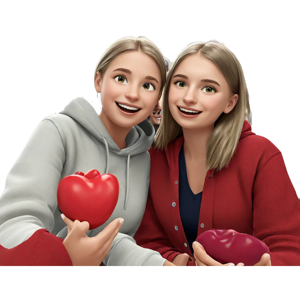 girls sharing a joyful moment emoji