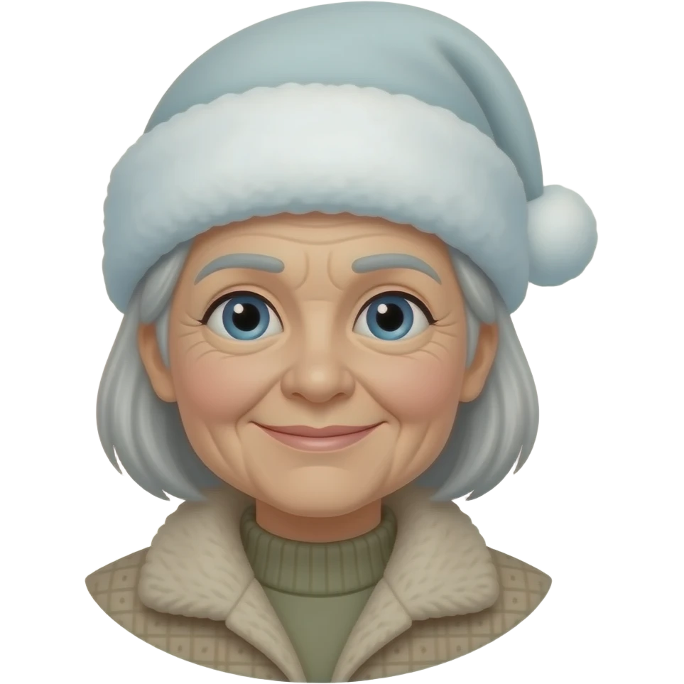 grandma with snow cap emoji