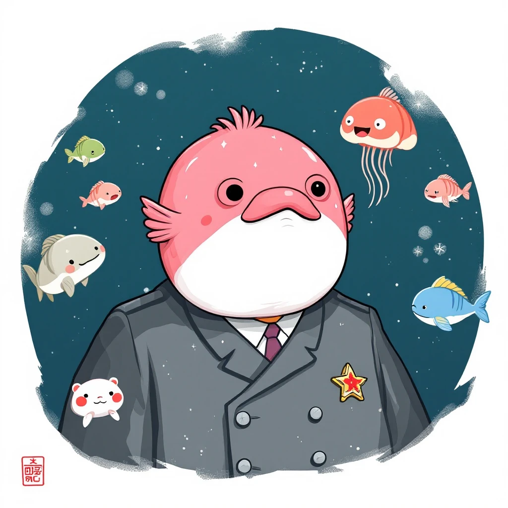 korean leader as a blobfish, jellyfish, kimjong eel emoji