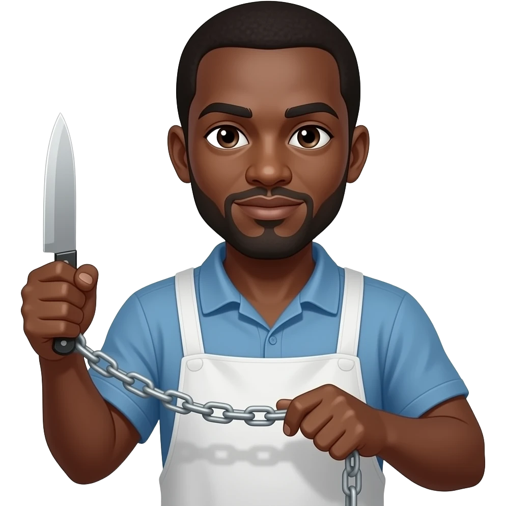 African Slaughter house worker with knife and chain emoji