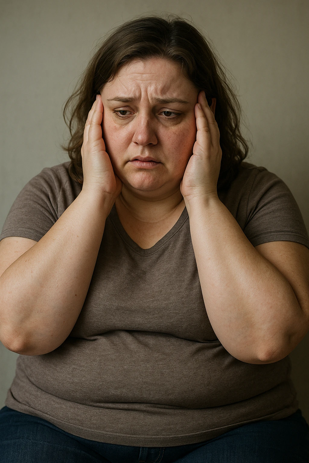Donna con sindrome metabolica, ansia e depressione immagine realistiche in italiano emoji