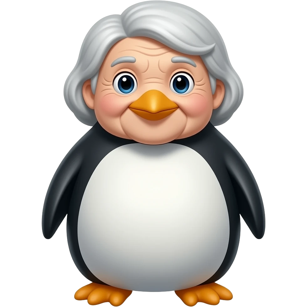 do a cute old grandma penguin with wrinkles make the face still a penguin not human ok make a penguin face but add wrinkles emoji