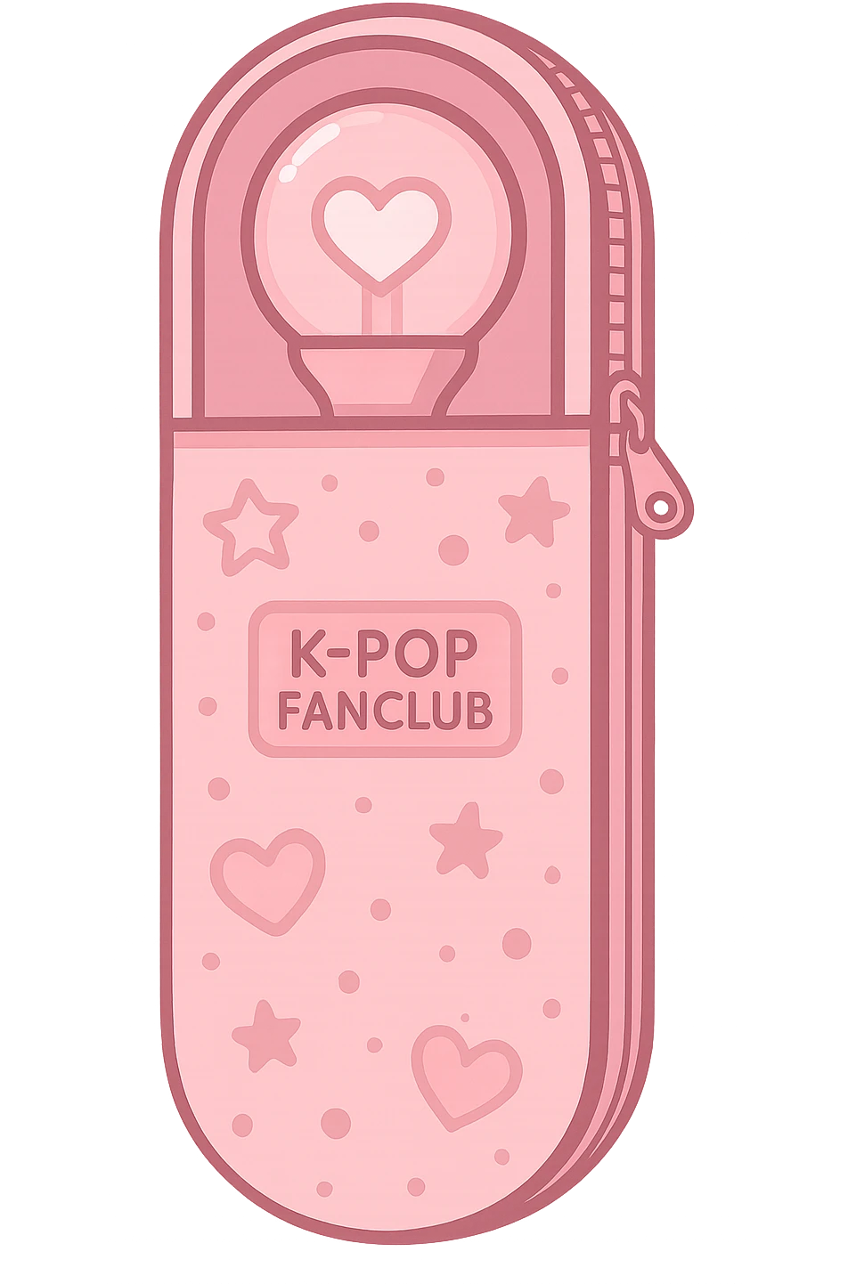 pink kpop fan club lightstick case, cute and trendy emoji