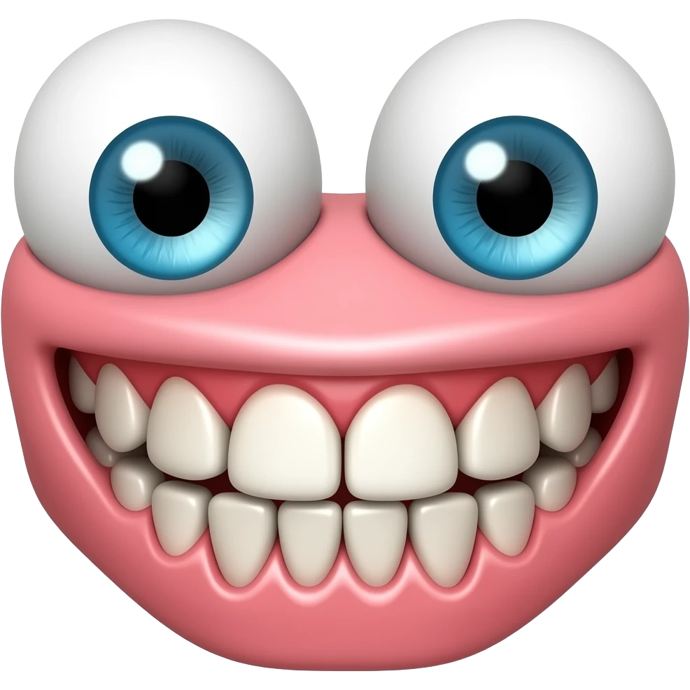2 eyeballs with teeth and gums above and below thier head emoji