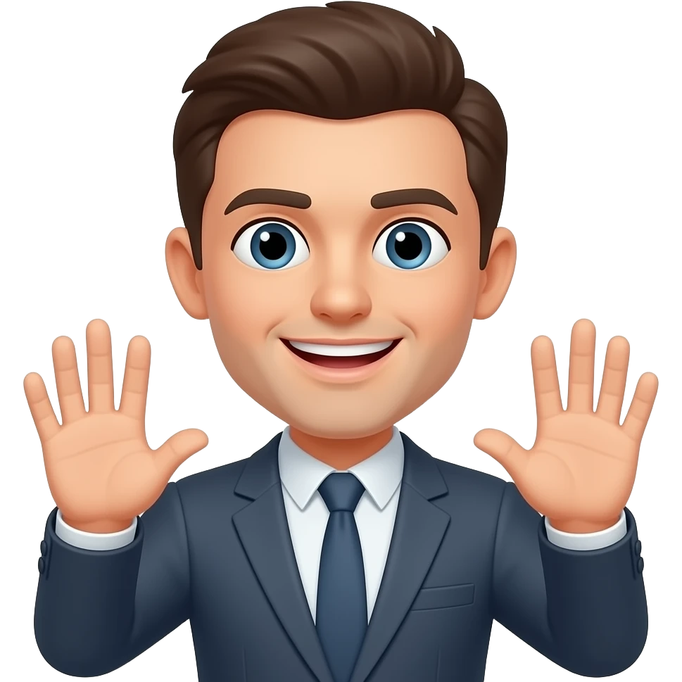 Guy showing hands with 67 emoji