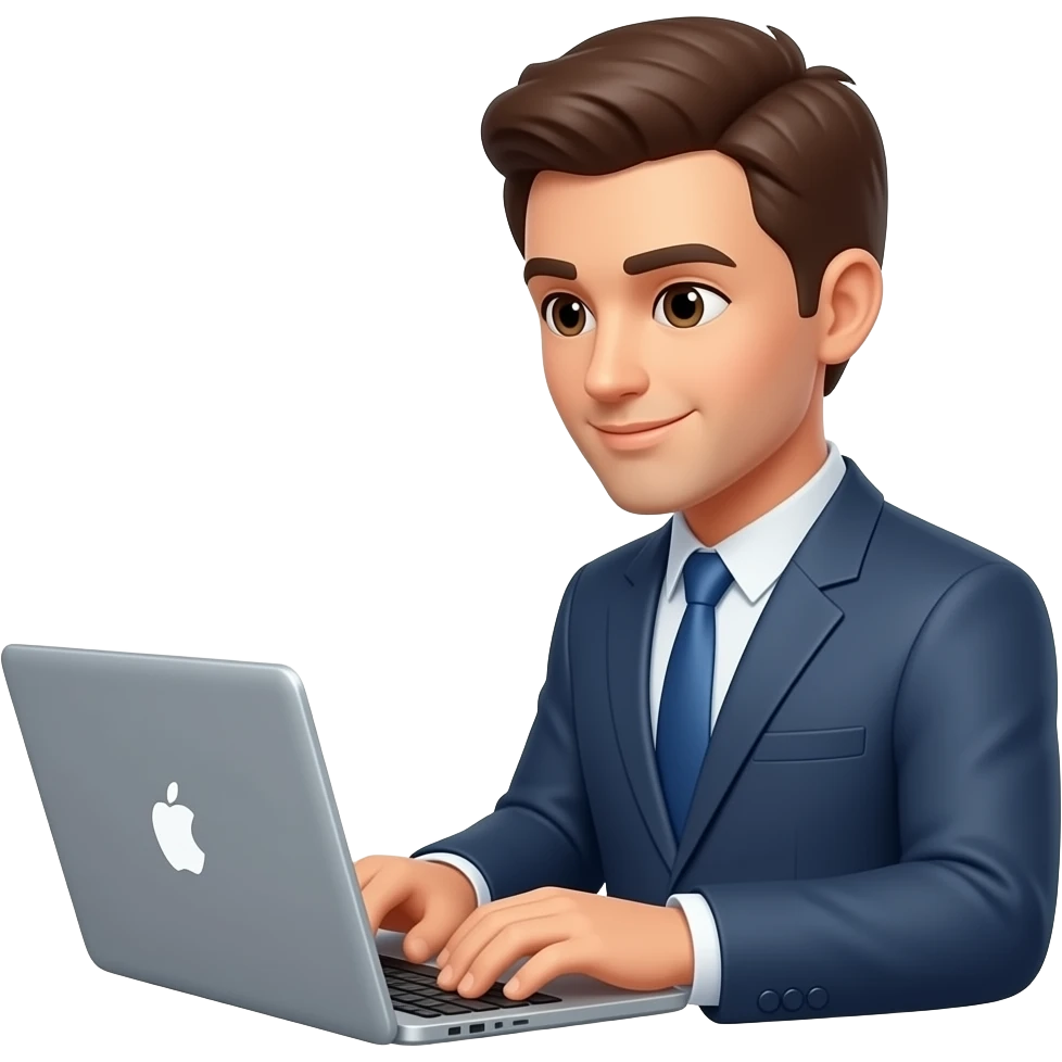 Hombre con traje ,escribiendo con una laptop emoji