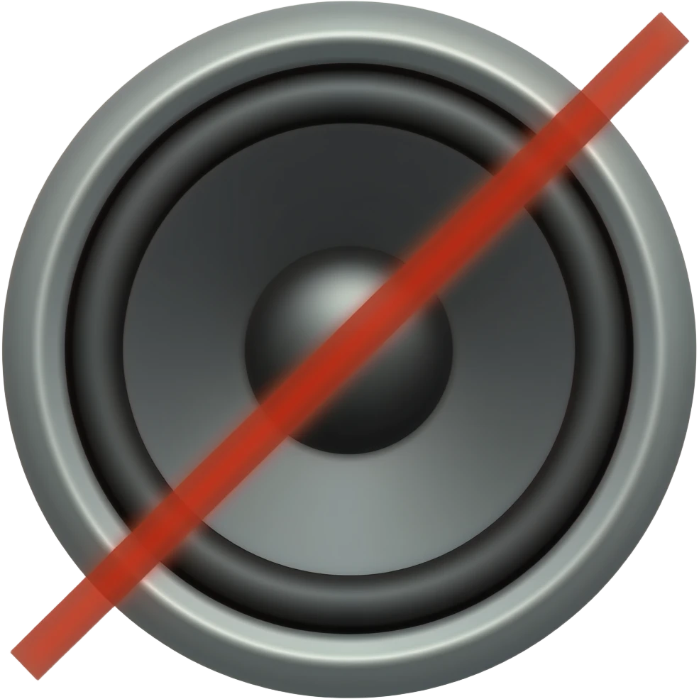 stereo speaker with a red line through it, red line is diagonal across the speaker emoji