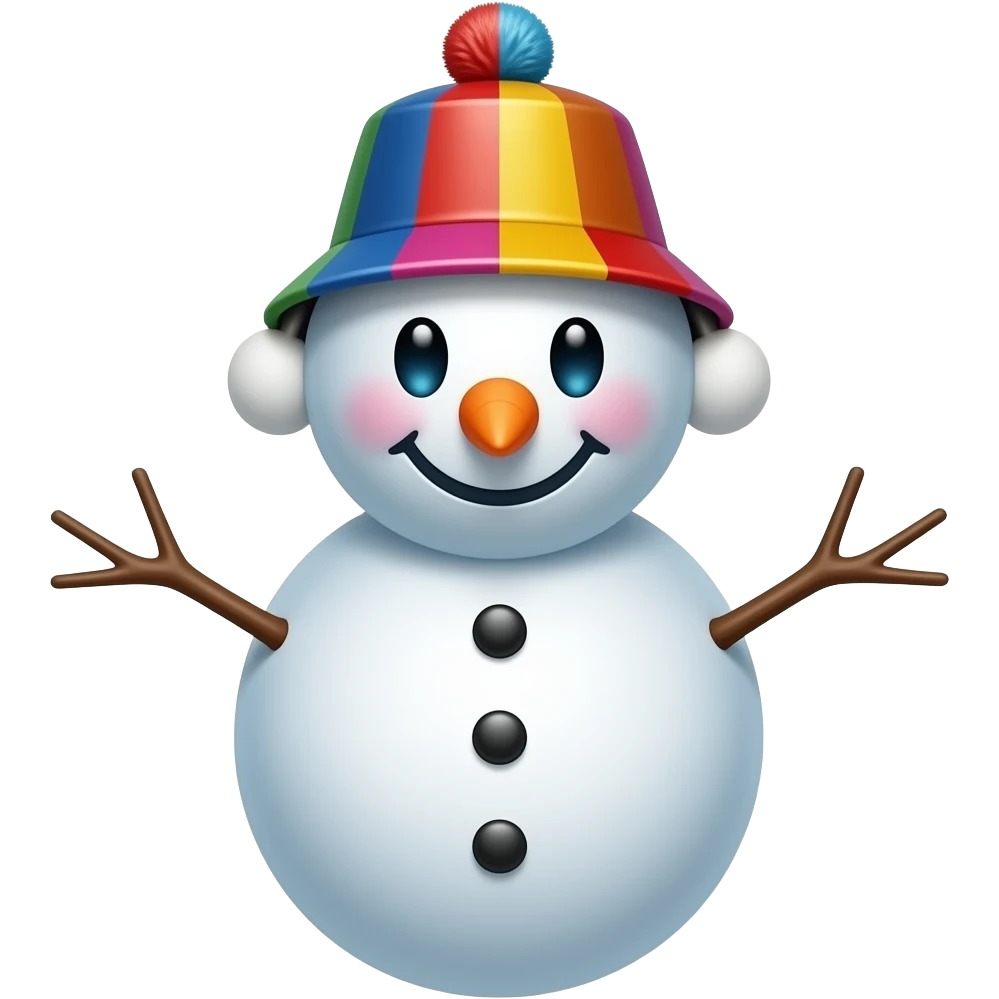 Snowman with colourful bucket hat emoji