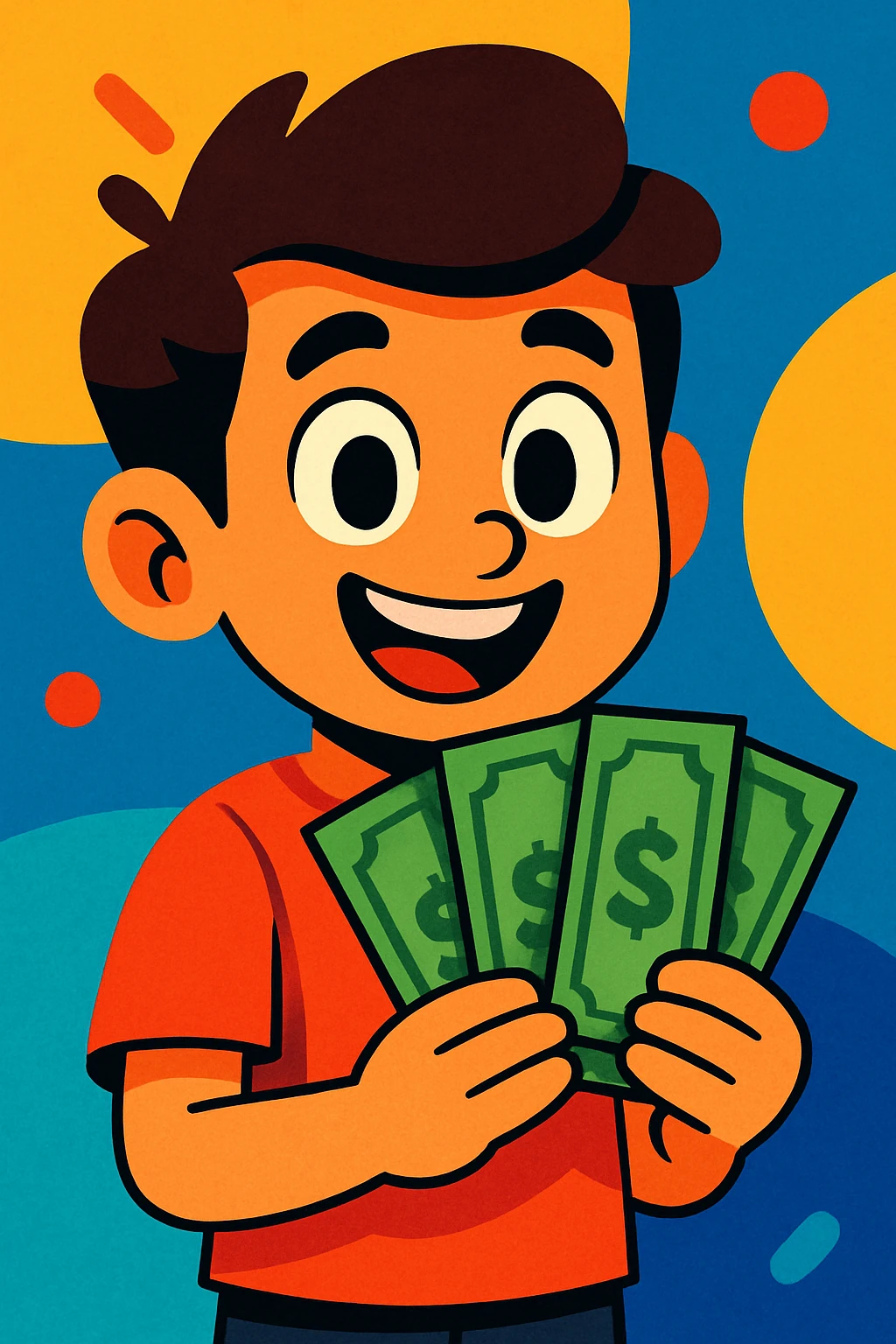 a boy holding money emoji