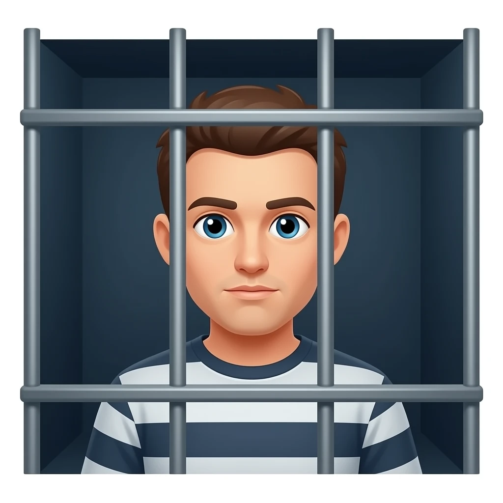 A PICTURE OF A JAIL   WITH A PERSON LOOKING THROUGH BARS emoji