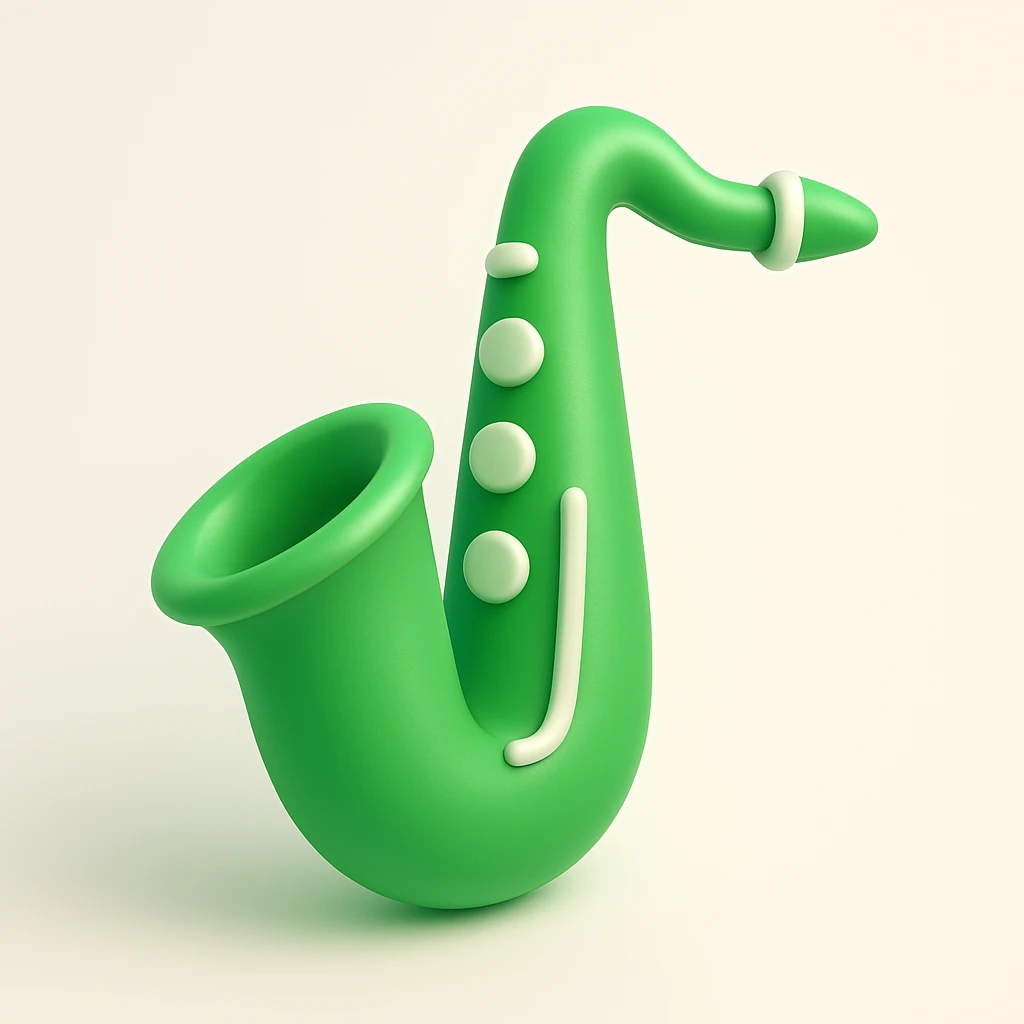 saxophone with a green glow, 3D green style emoji