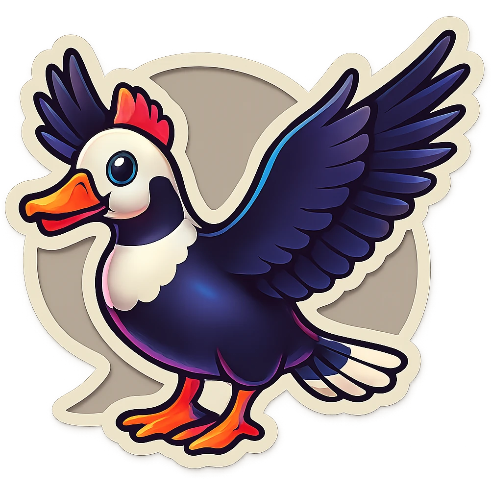 Make this Muscovy Duck look like an instant message emoji, with a subtle chat bubble outline and a slight drop shadow, keeping the background transparent. emoji