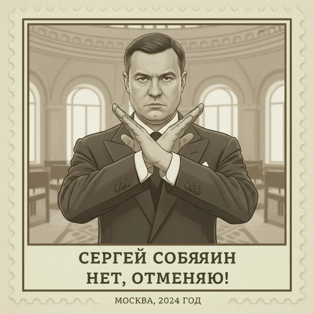 Сергей Собянин в костюме делает крест руками, как бы отменяет, не соглашается

Стилизуй изображение под марку как на фото emoji