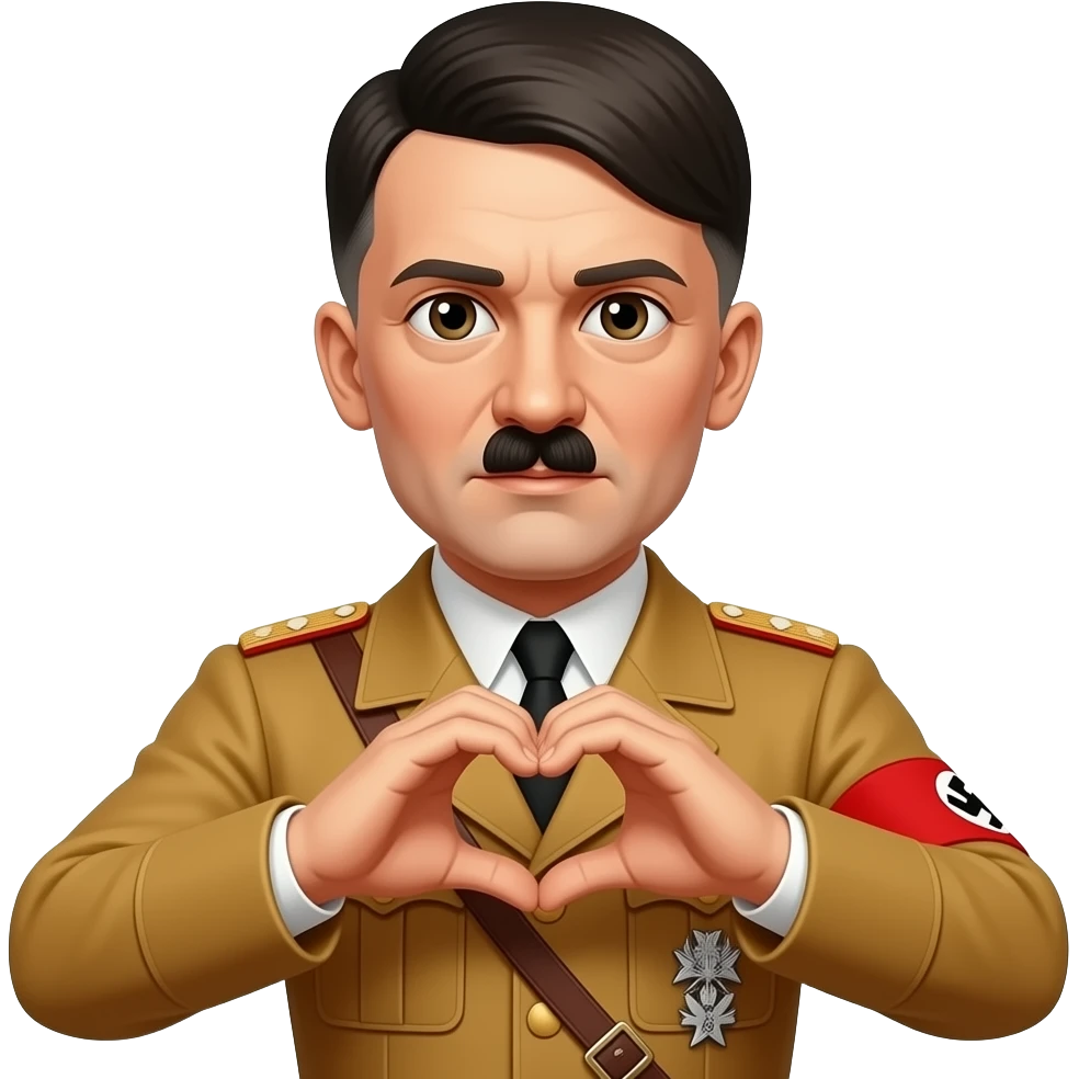 Hitler doing heart with hands emoji