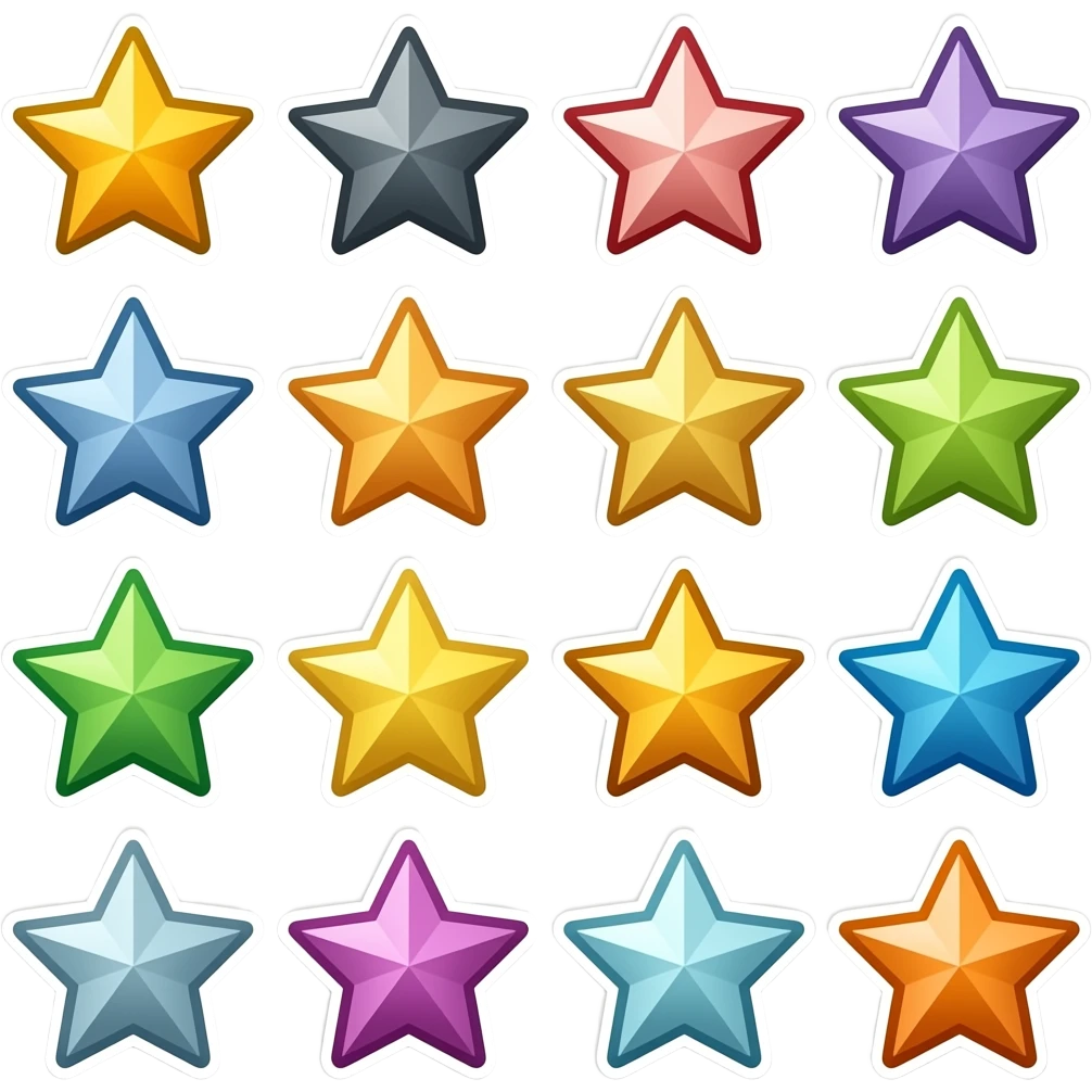 making stickers  unique star lookingone sides. difference difference designs difference designs an 12 car emoji
