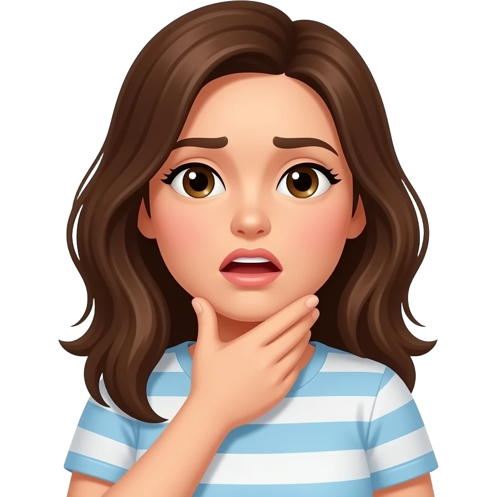 A woman choking themselves emoji