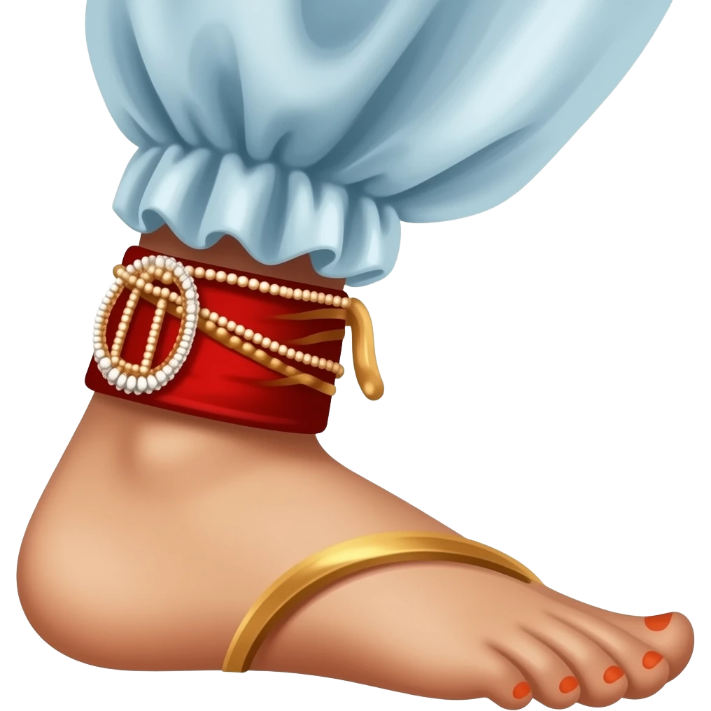 a sticker i need an emoji that can be used in our regular chats, draft me the emoji of a bharatanatyposition wearing alta and ghungroo i need only ankle in a baratantyam dance position wearing red alta  in a blue colour bharatanatyam costume it should br proper pls emoji