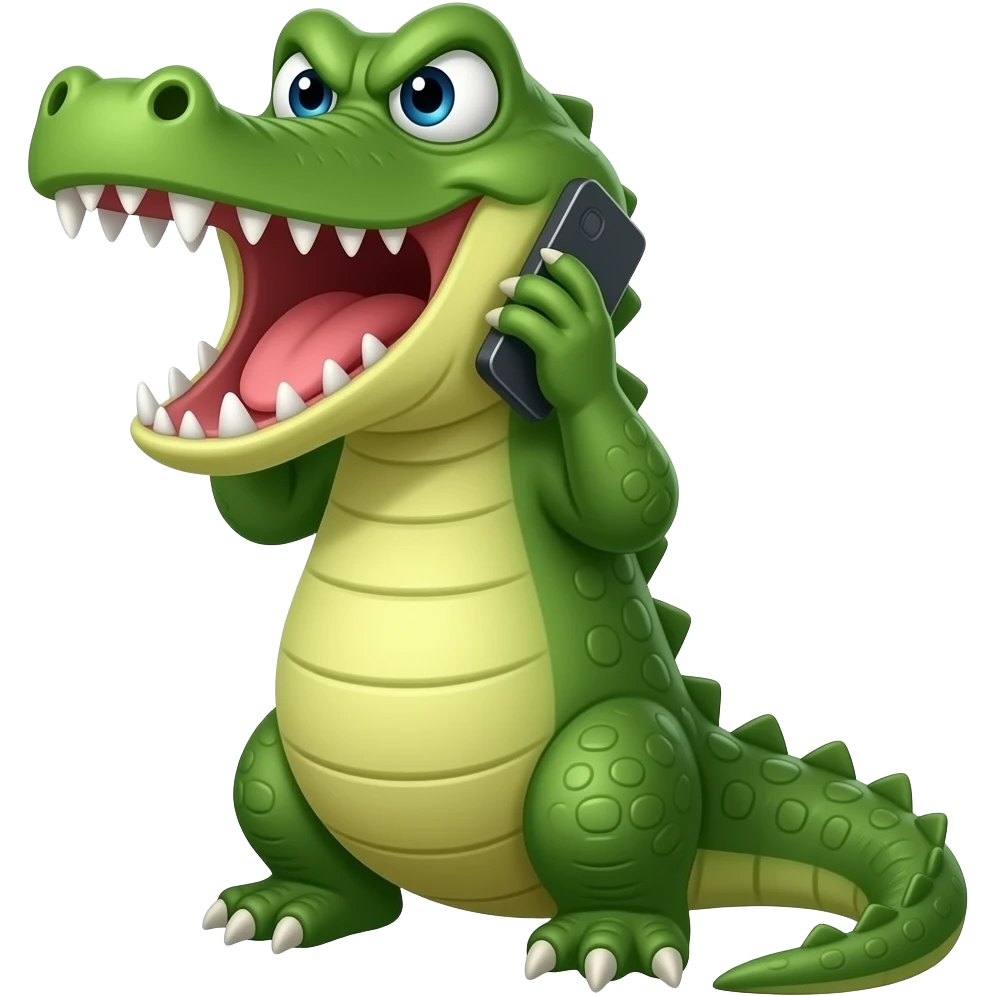angry Crocodile shouting at phone emoji