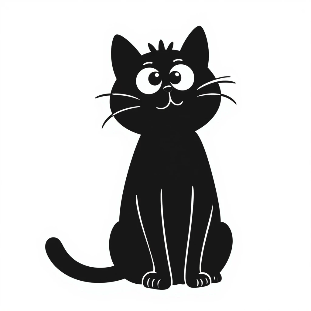 hand-drawn doodle of a cat in black ink emoji