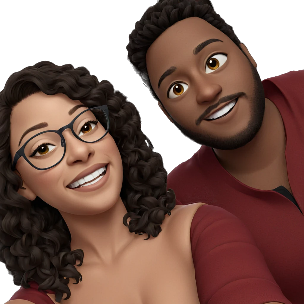 smiling duo in casual selfie emoji