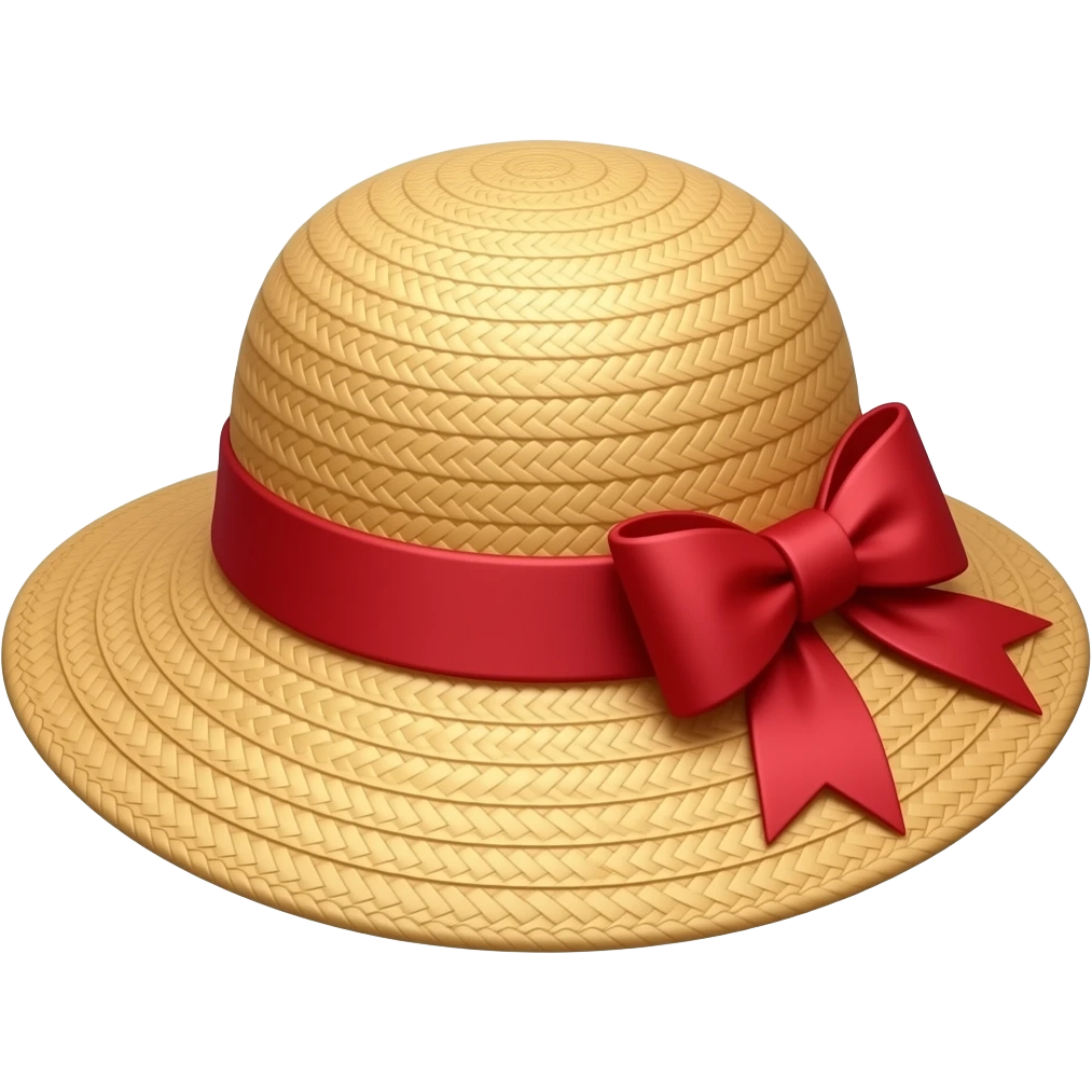 un sombre de paja con liston rojo emoji