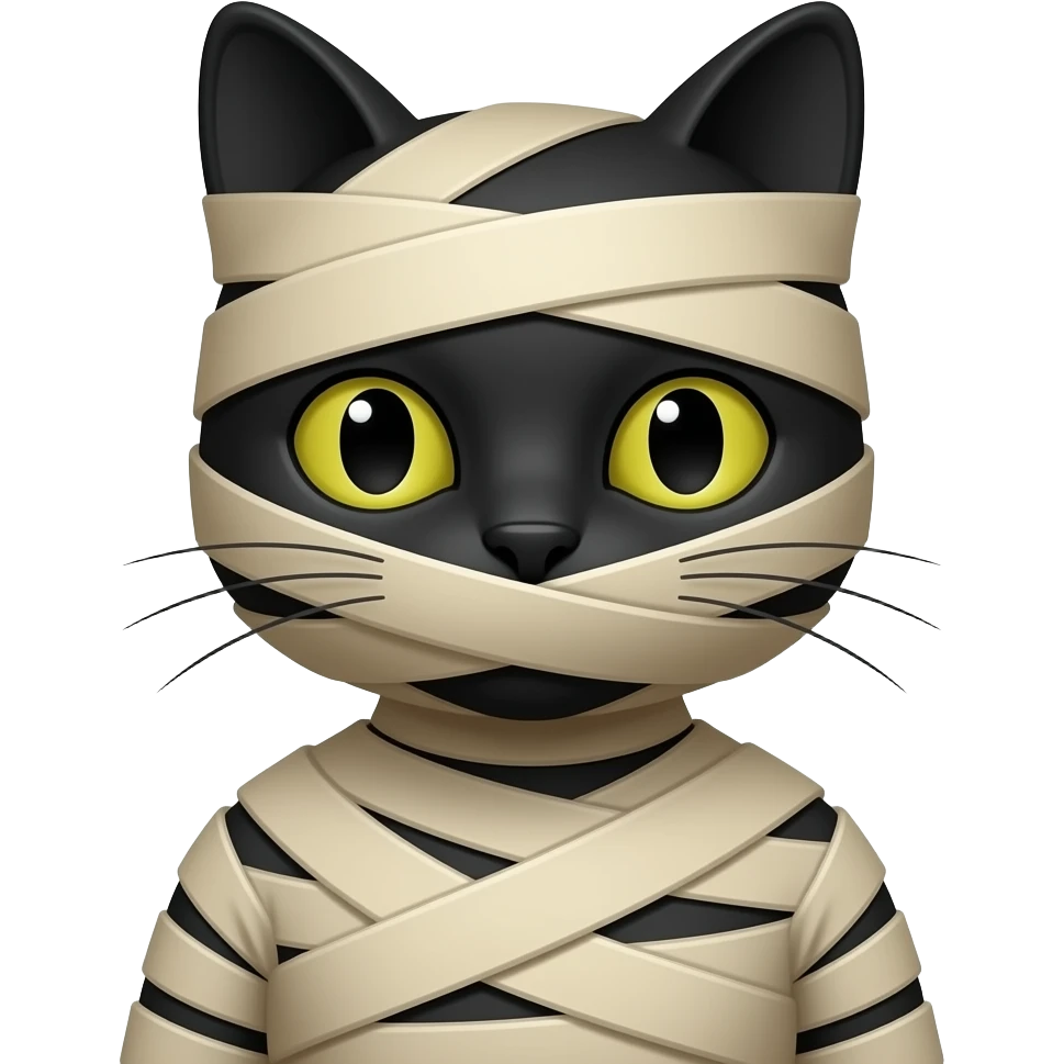 completely wrapped up mummified covered  black  cat anthro form emoji