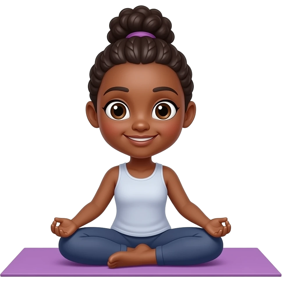 black girl doing yoga with brown skin emoji