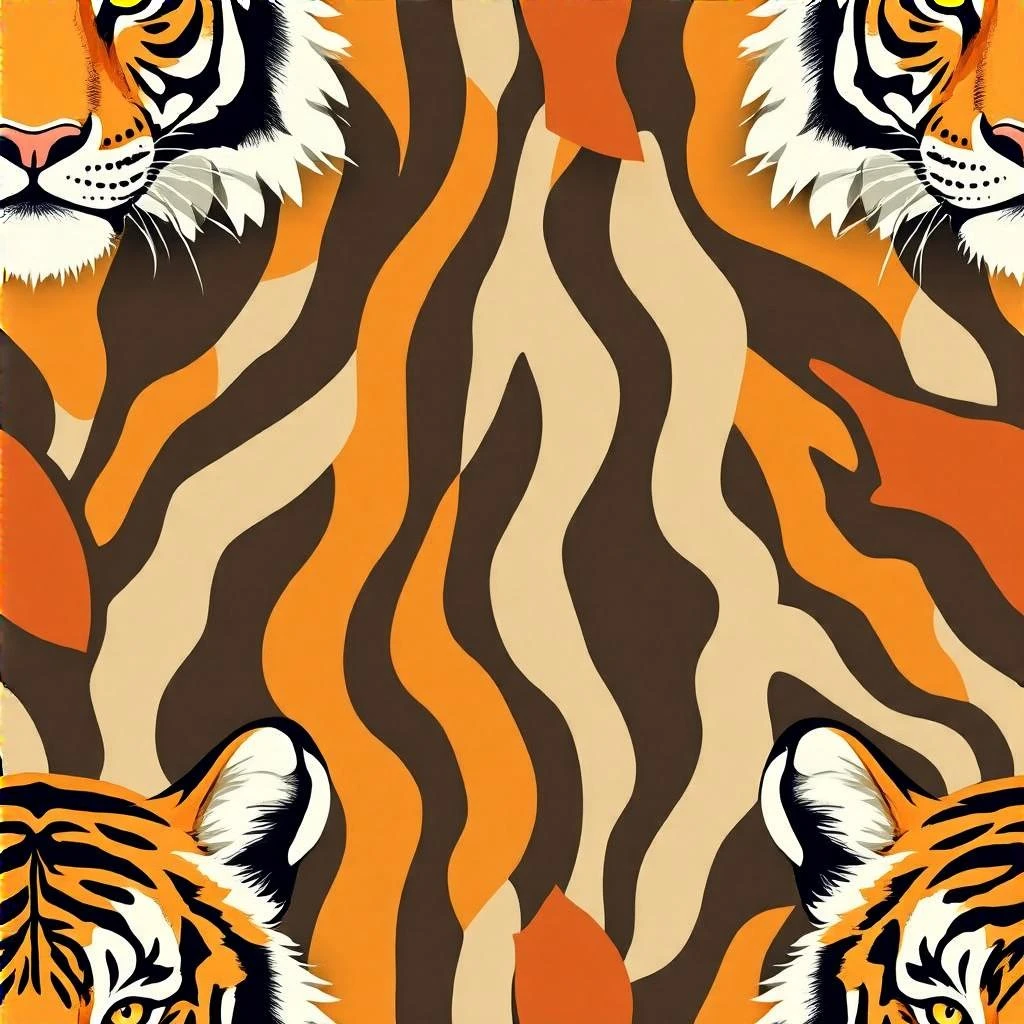 tiger print pattern in autumn colors, orange brown beige palette, abstract seamless texture, bold stylish background emoji