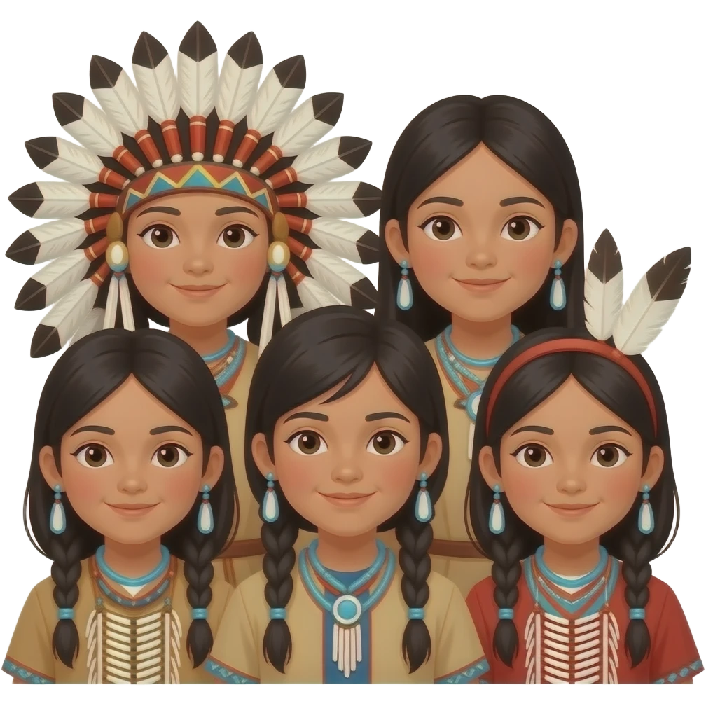 Native American group of children emoji