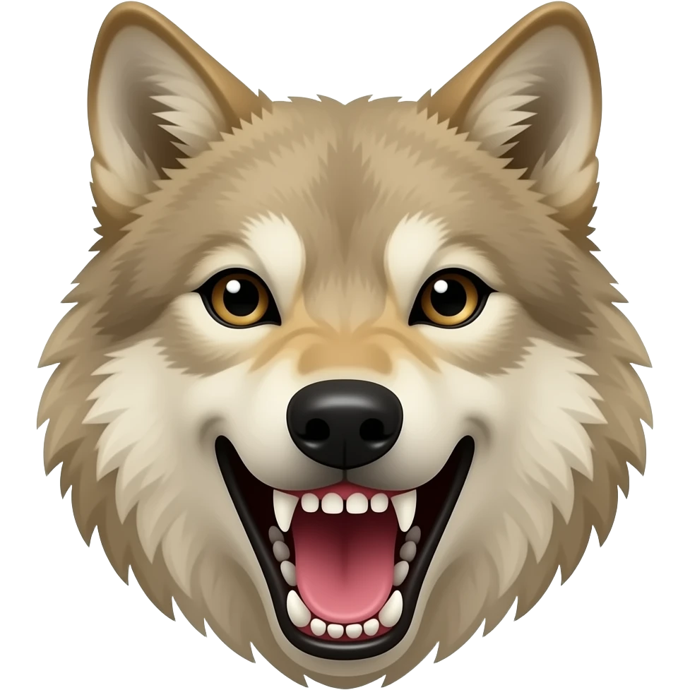 Baring fangs beige wolf head realistic look mostly aggressive emoji