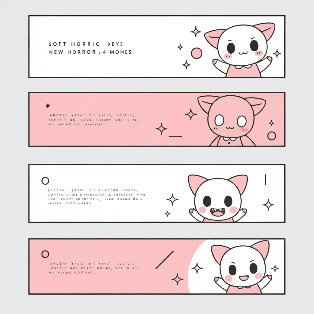 pastel horror banner, cute, expressive, minimal, new variation 4 emoji