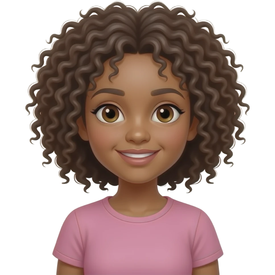 curly hairs girl with brown skin wear pink clothes emoji