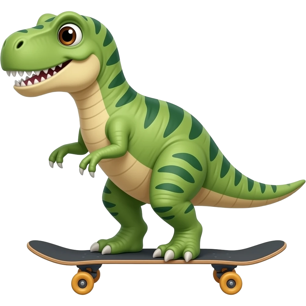 Dinosaur on a skateboard emoji