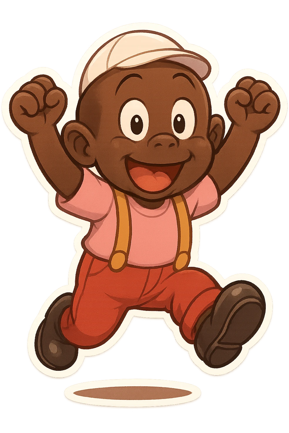 Memín Pinguín jumping, cartoon style emoji
