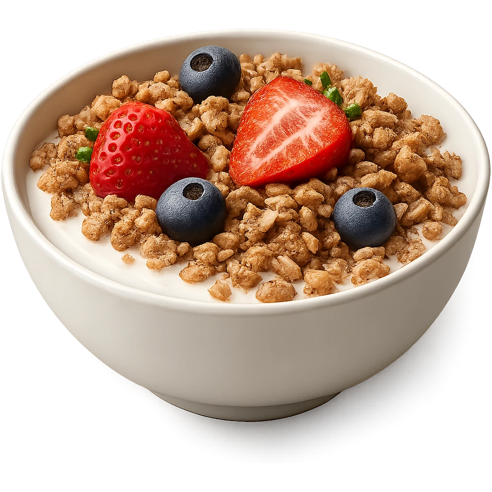 BOWL DI YOGURT E CEREALI, IPERREALISTICA 4K emoji