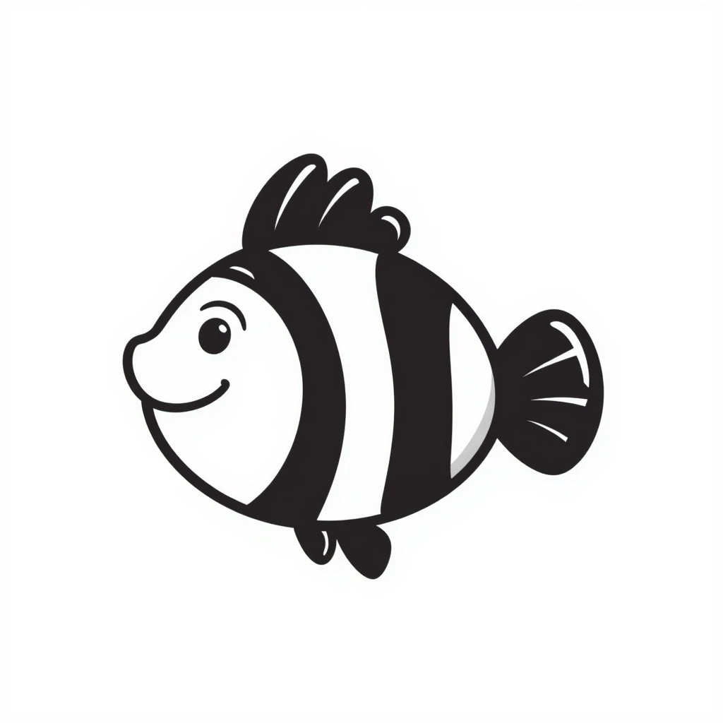 A hand-drawn cute clown fish with stripes emoji