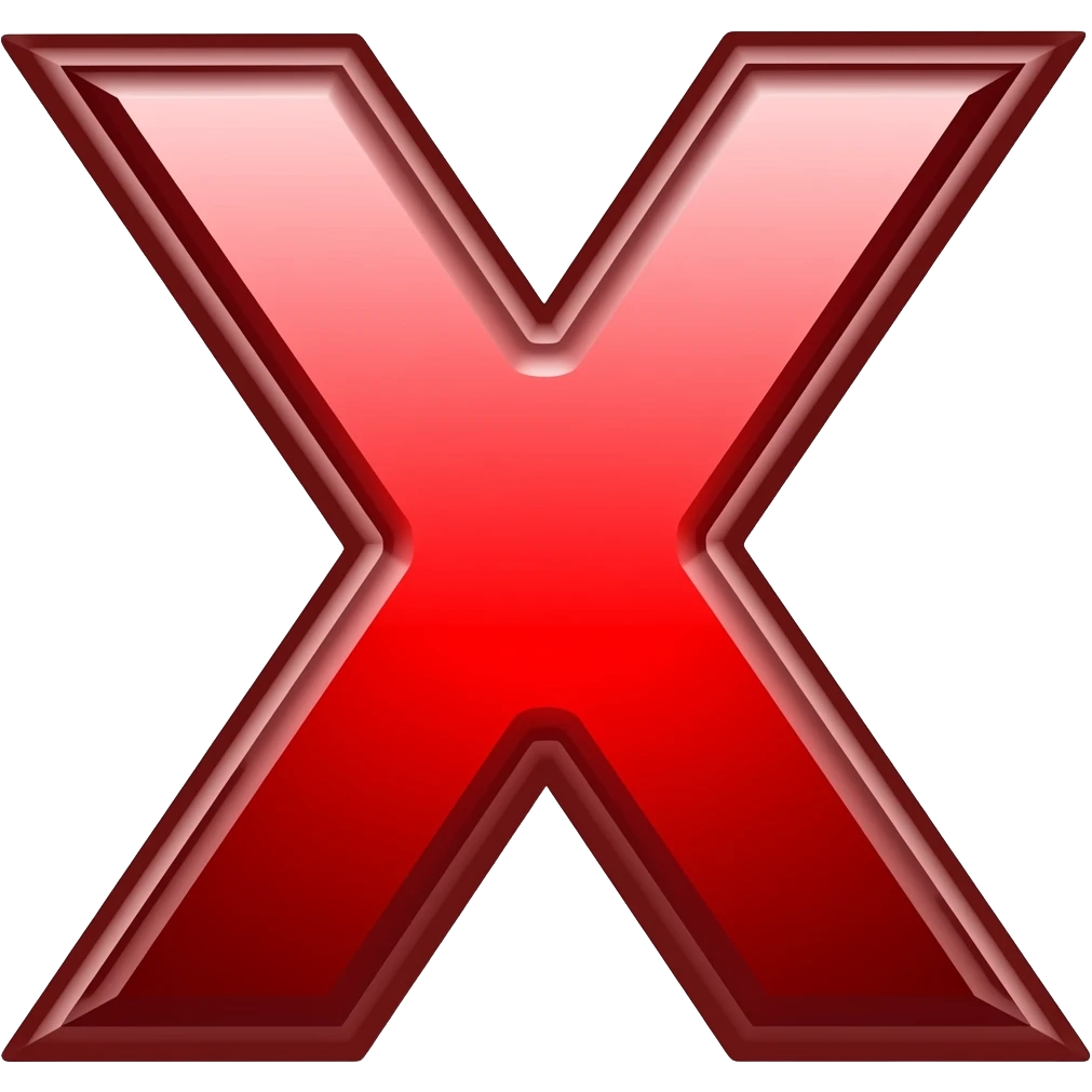 X letter red shining colour emoji