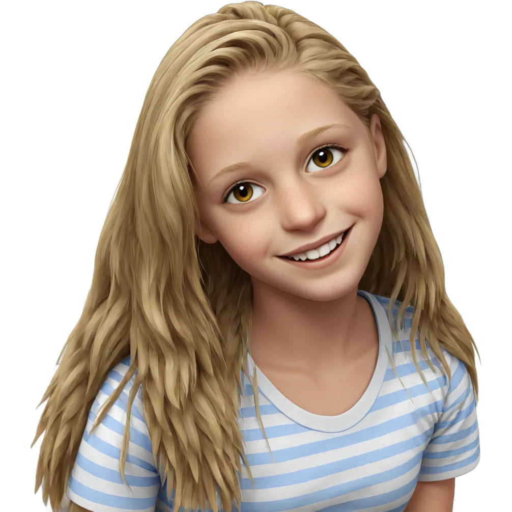 smiling girl in striped shirt emoji