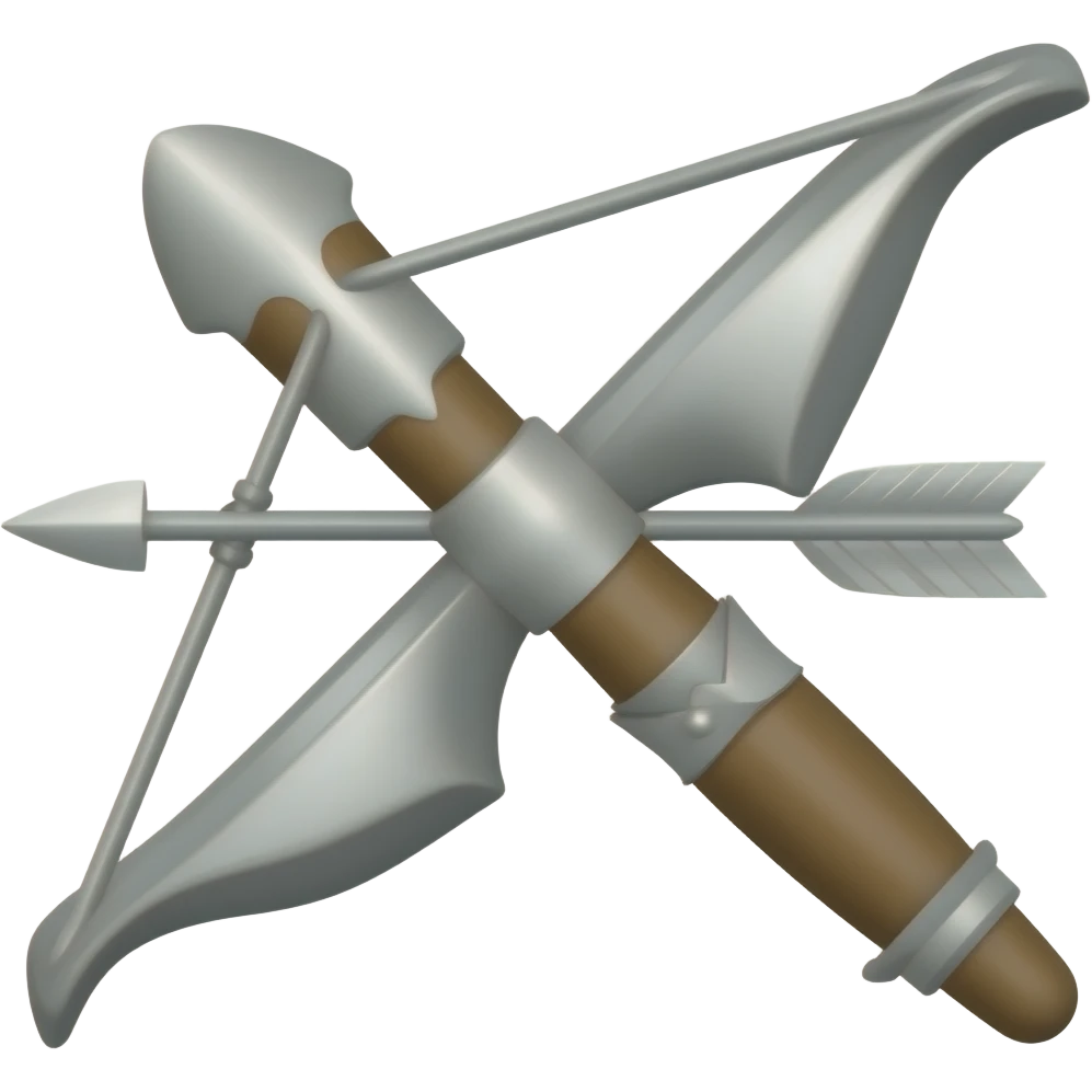 show a picture of a bow and arrow - not figures holding, drawing, or firing it. Make them sliver with no background emoji