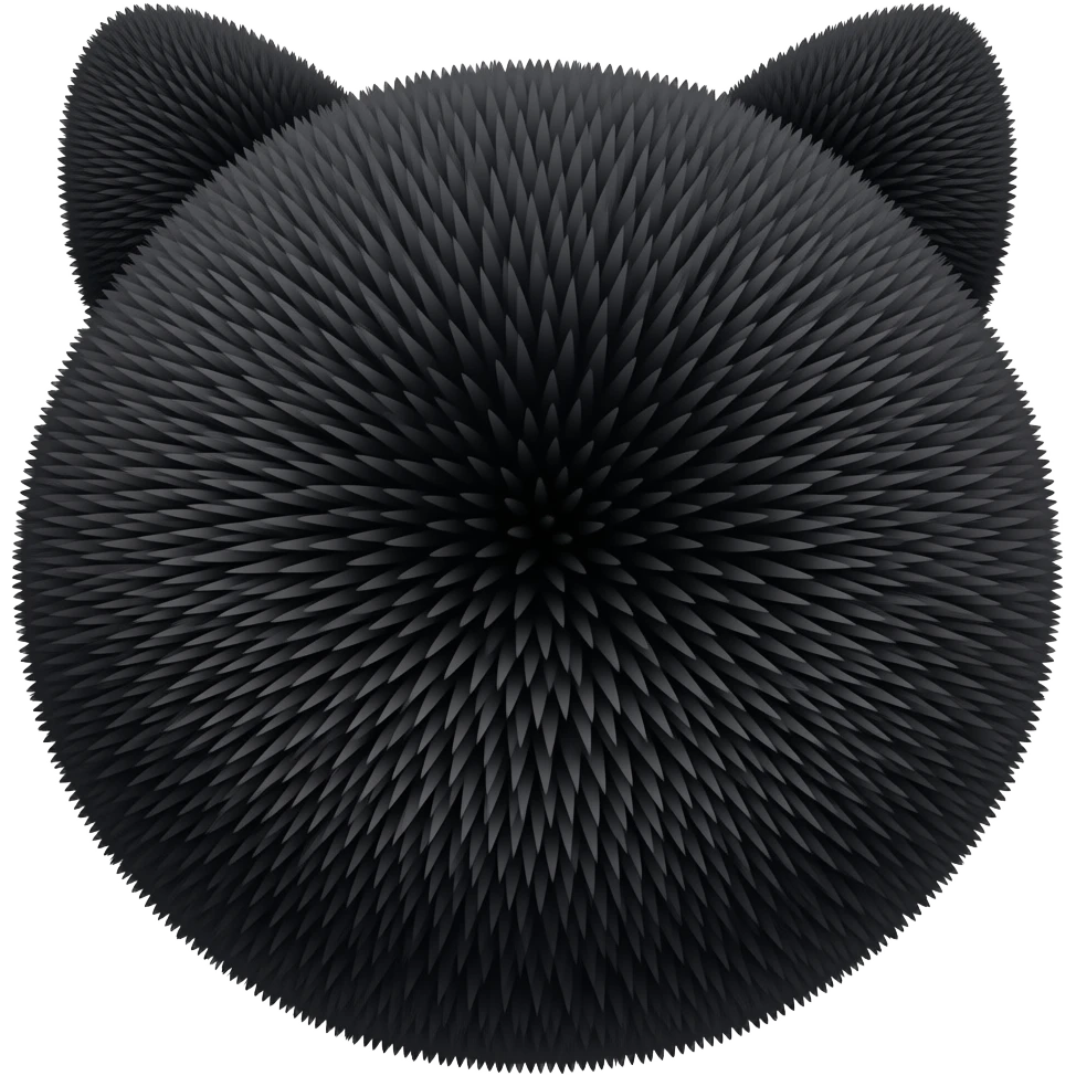 Pompom preto com orelha de gato pretas emoji