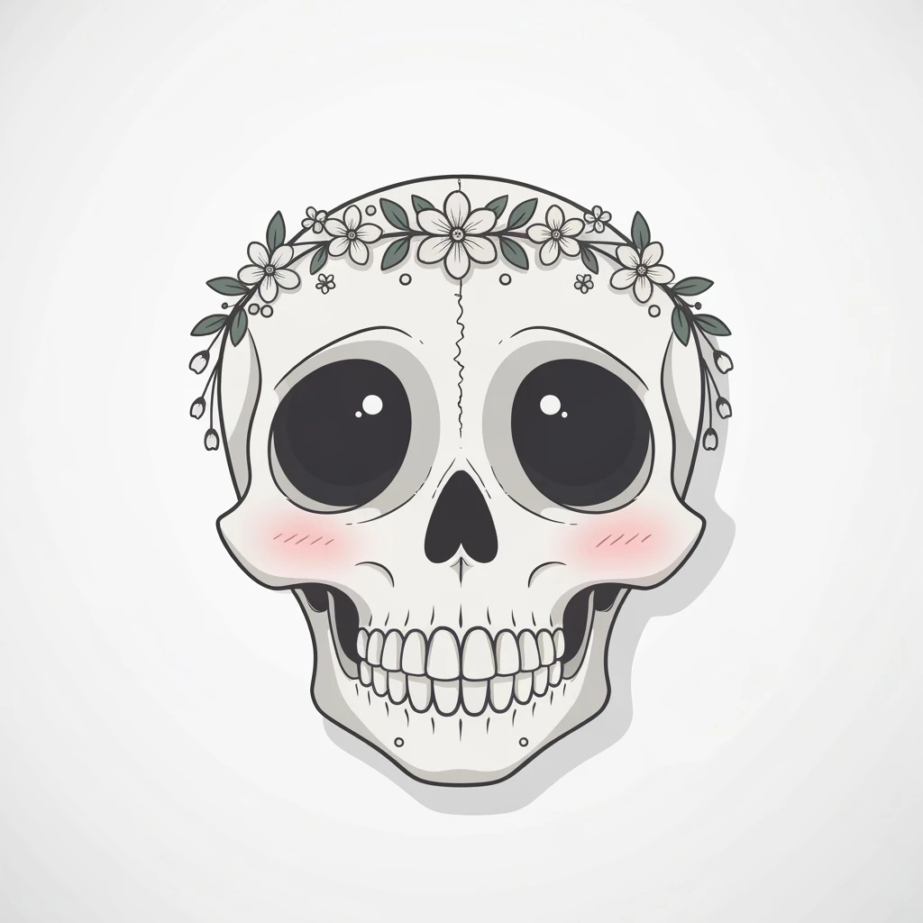 goth skull, cute, expressive, minimal emoji