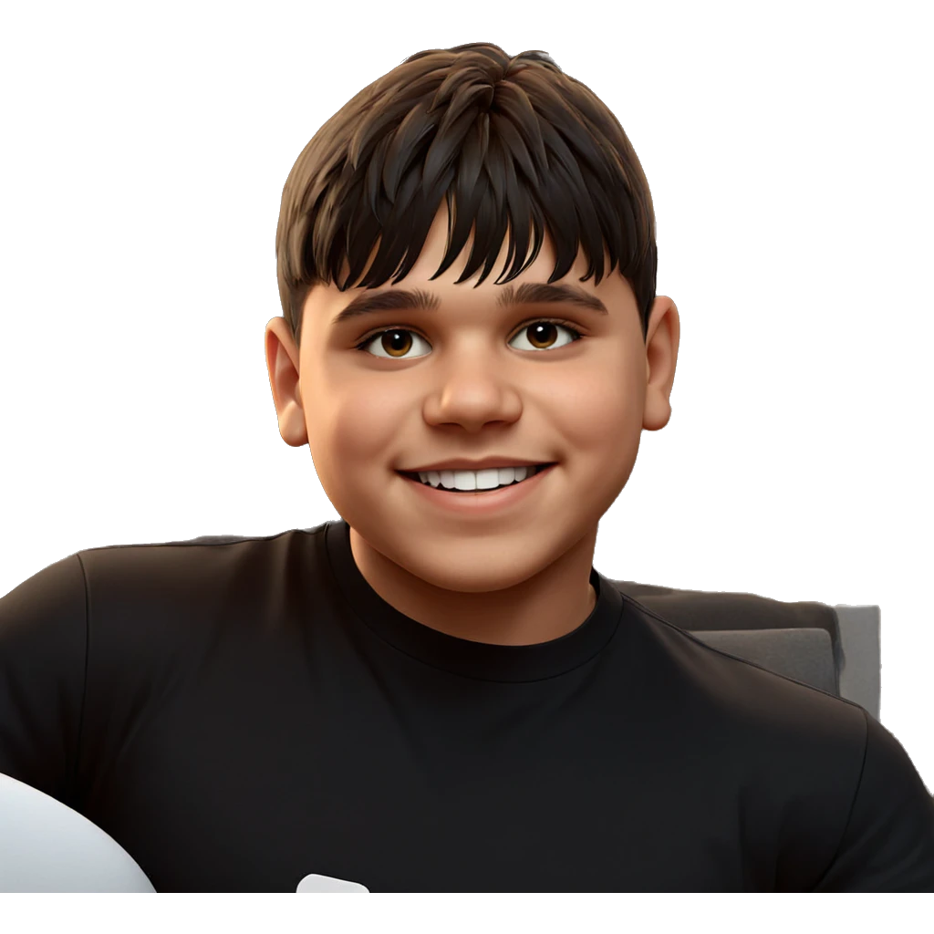 smiling boy in black shirt emoji