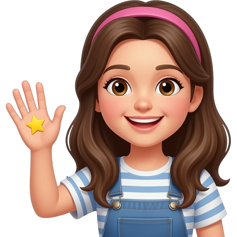 Девочка более счастливая махает рукой звезды emoji