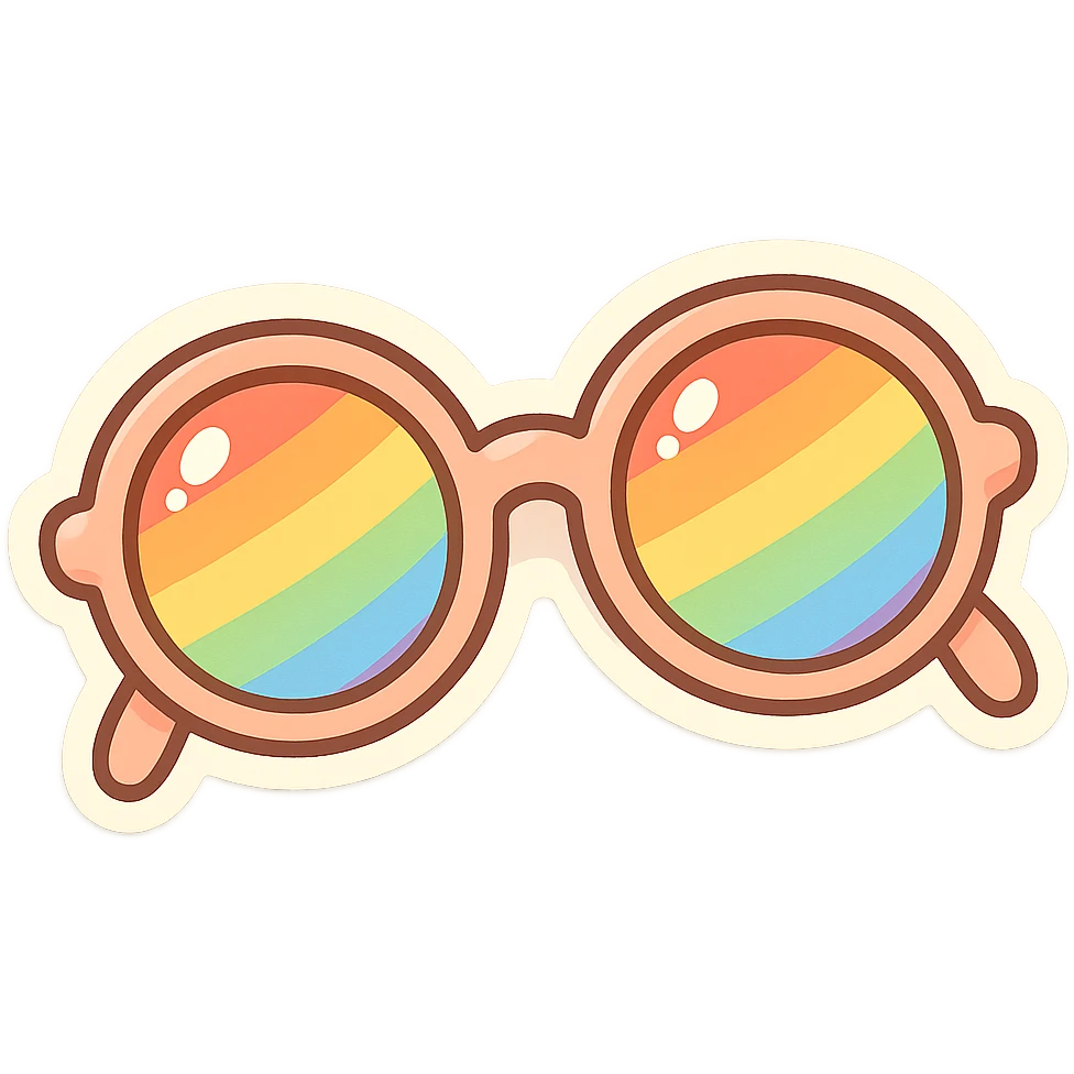 cute and exaggerated chibi sticker-style rainbow sunglasses emoji