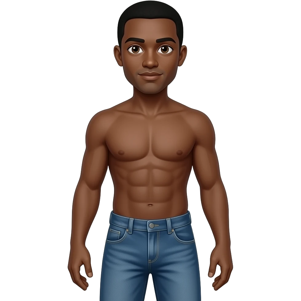 Naked black man whole body emoji