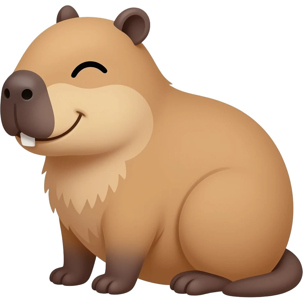 sigma capybara sittting happy smile mouth closed emoji