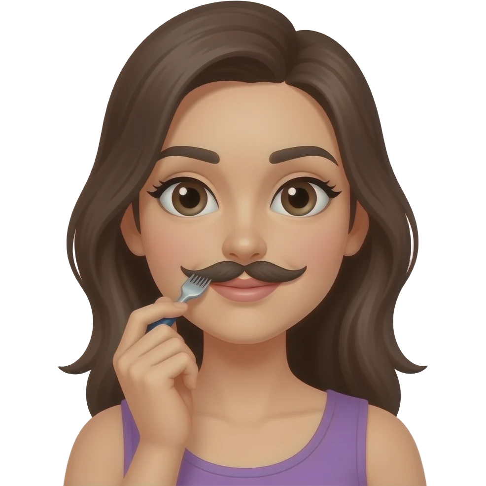 woman shaving mustache emoji