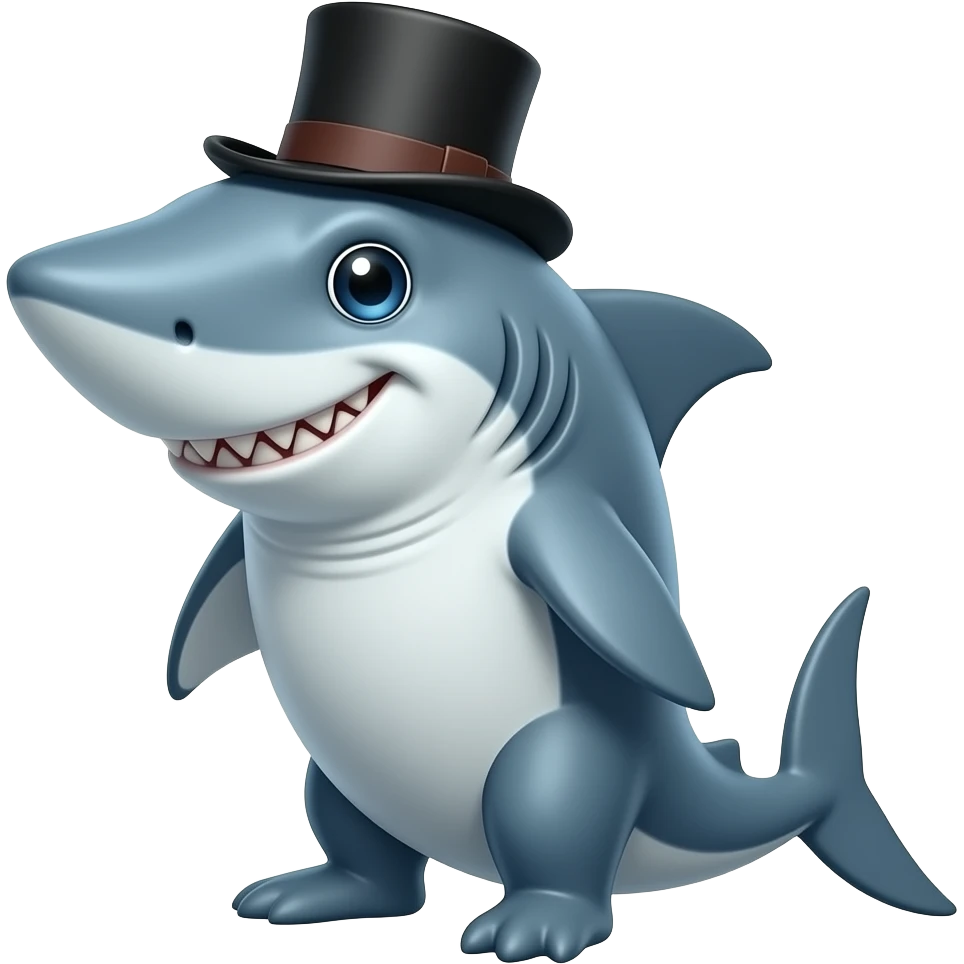 Shark with a top hat emoji
